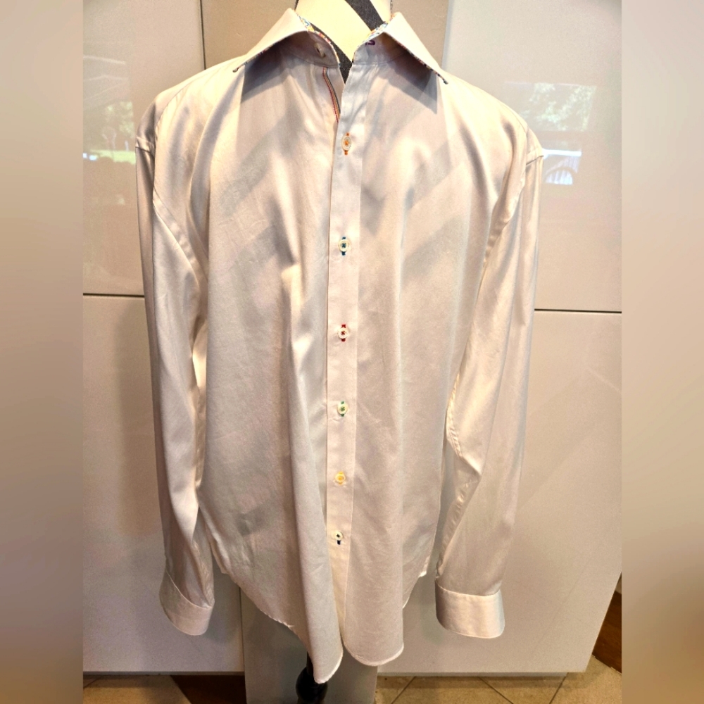 White BUGATCHI Button Down Shirt Size Large